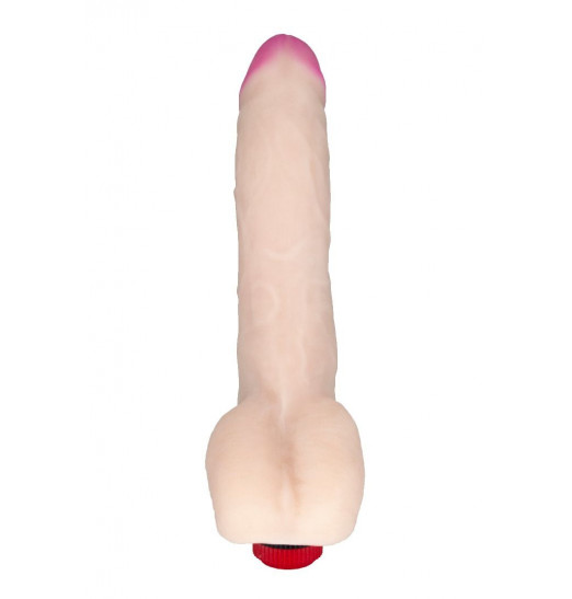 Реалистичный вибратор с мошонкой - 27,2 см.