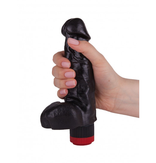 Чёрный фаллический вибромассажёр - 17,8 см.