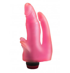 Двойной анально-вагинальный вибромассажёр с лепестками - 17 см.