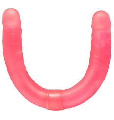Розовый двусторонний гелевый фаллоимитатор - 44 см.