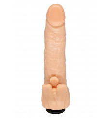 Телесная гелевая насадка-фаллос с клиторальными лепестками - 18,5 см.