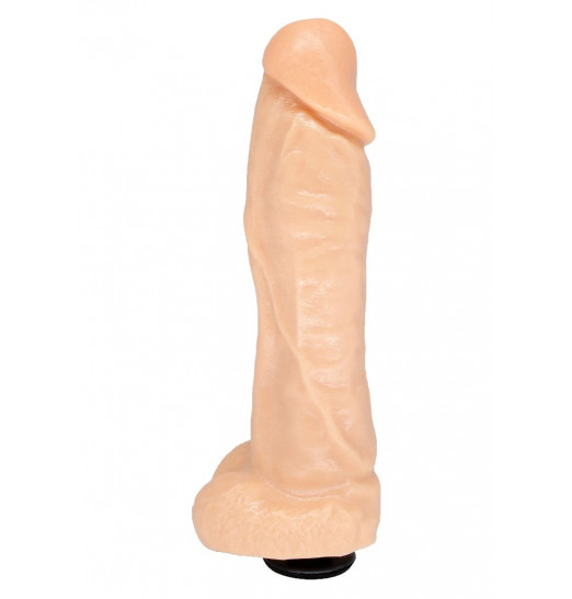 Большая телесная фаллическая насадка на трусики с плугом - 20,5 см.