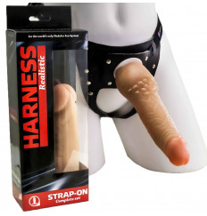 Фаллоимитатор с шипиками на трусиках с плугом - 17,8 см.