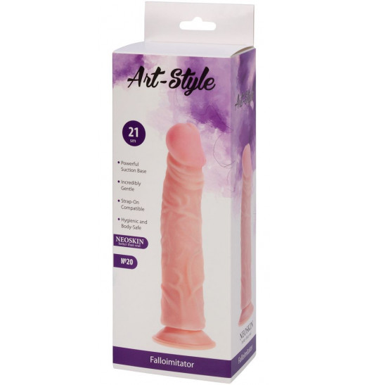 Рельефный фаллоимитатор на подошве-присоске ART-Style №20 - 22 см.