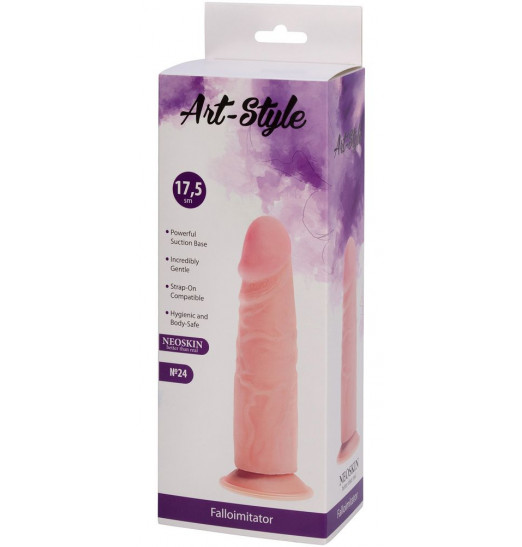 Реалистичный фаллоимитатор на подошве-присоске ART-Style №24 - 18,5 см.