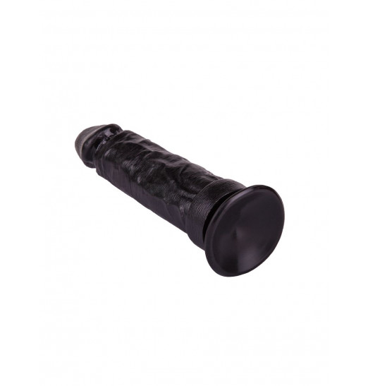 Крупный чёрный фаллоимитатор без мошонки - 20,5 см.