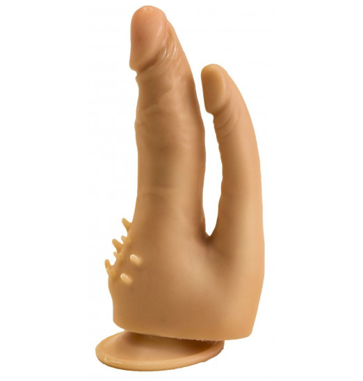 Двойной фаллоимитатор с шипами для массажа клитора - 21 см.