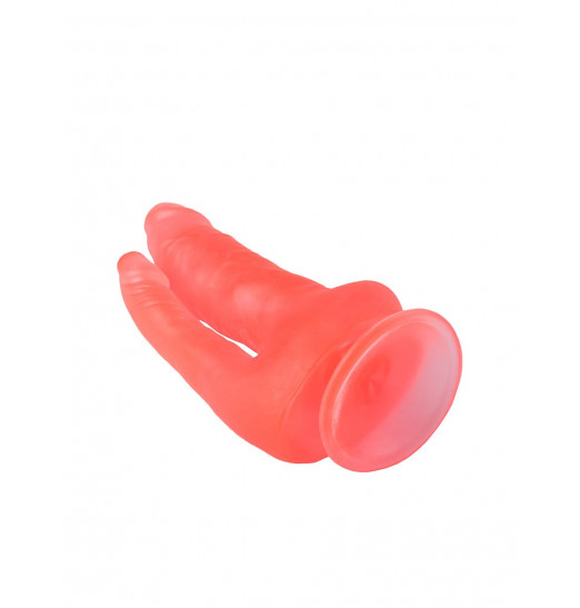 Двойной розовый стимулятор на присоске - 17 см. Двойной розовый стимулятор на присоске - 17 см.