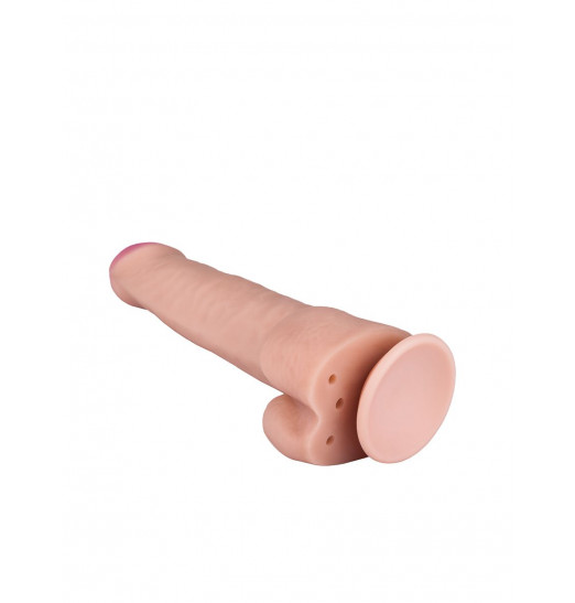 Фаллоимитатор с мошонкой на присоске - 21,3 см.