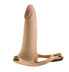 Пустотелый фаллопротез с ремешками - 18 см.