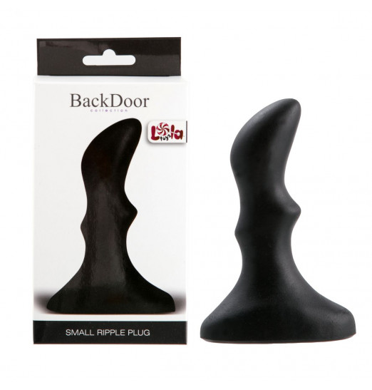 Рифленый черный анальный стимулятор Small ripple plug - 10 см.