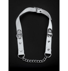 Белый кожаный кляп с цепью