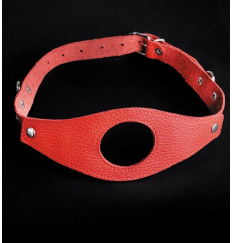 Красный кожаный кляп с отверстием Красный кожаный кляп с отверстием