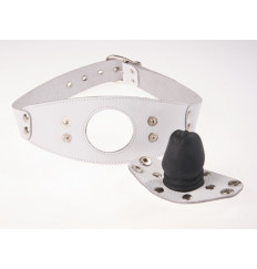 Белый кожаный кляп-фаллос