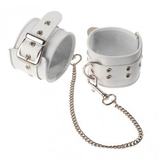 Белые кожаные оковы с широким ремешком Белые кожаные оковы с широким ремешком