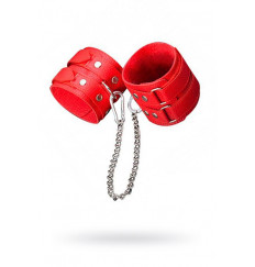 Кожаные красные оковы с цепочкой