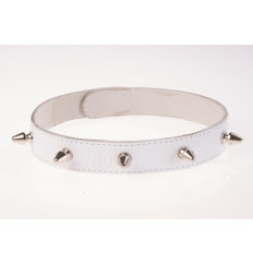 Кожаный белый ошейник на кнопках Кожаный белый ошейник на кнопках