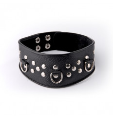 Кожаный черный ошейник с велюровой подкладкой Кожаный черный ошейник с велюровой подкладкой