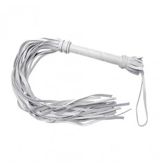 Белый флогер из натуральной кожи - 65 см.