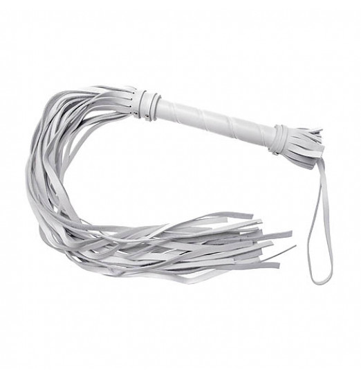 Белый флогер из натуральной кожи - 65 см.