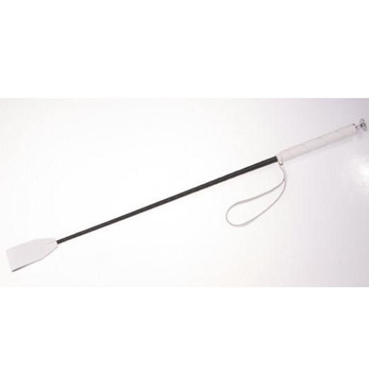 Белый стек с кожаной ручкой - 70 см.