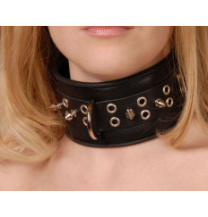 Широкий черный ошейник с шипами Широкий черный ошейник с шипами