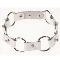 Белый ошейник с колечками