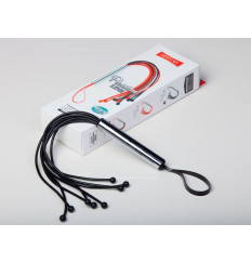 Чёрная мини-плеть с шариками на кончиках - 35 см.