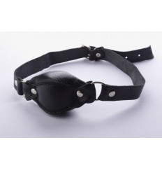 Чёрный кожаный кляп на регулируемых ремешках