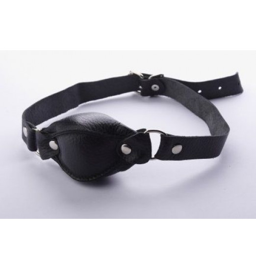 Чёрный кожаный кляп на регулируемых ремешках