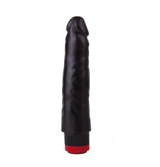 Реалистичный чёрный дилдо с вибрацией - 16,5 см.