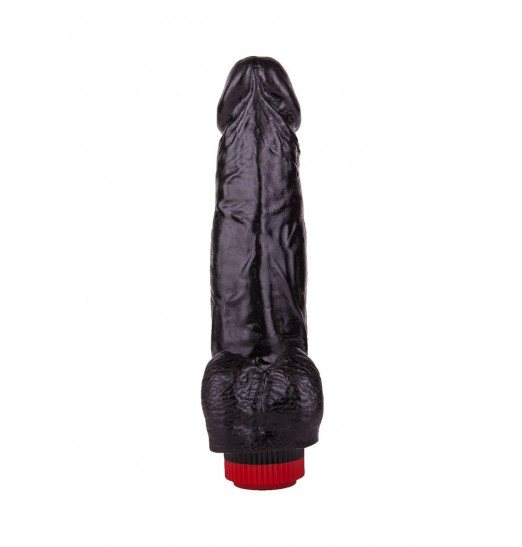 Чёрный виброфаллос со встроенным пультом - 16,5 см.