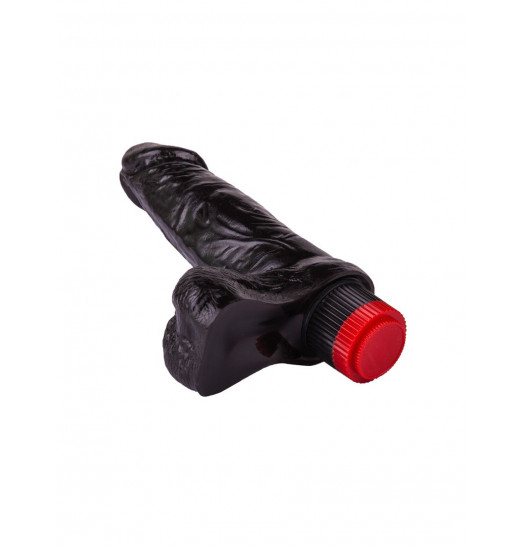 Чёрный виброфаллос со встроенным пультом - 16,5 см.