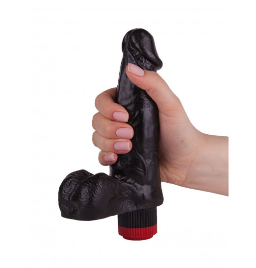 Чёрный виброфаллос со встроенным пультом - 16,5 см.