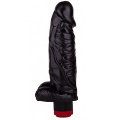 Большой чёрный вибромассажёр в форме фаллоса - 20,5 см.