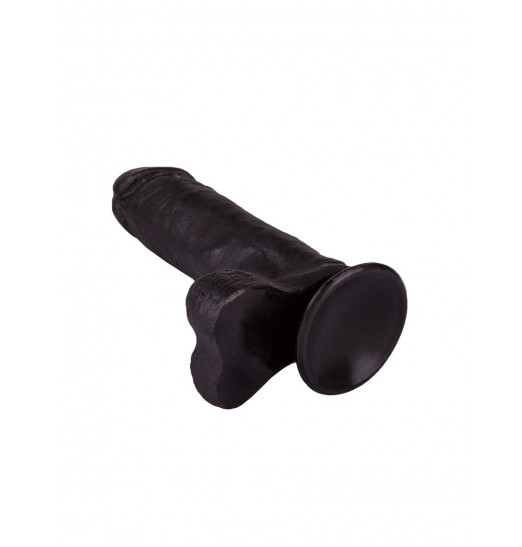 Чёрный дилдо на присоске - 19 см.