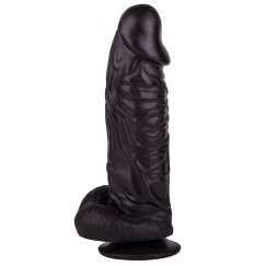 Большой чёрный фаллоимитатор на присоске - 20,5 см.