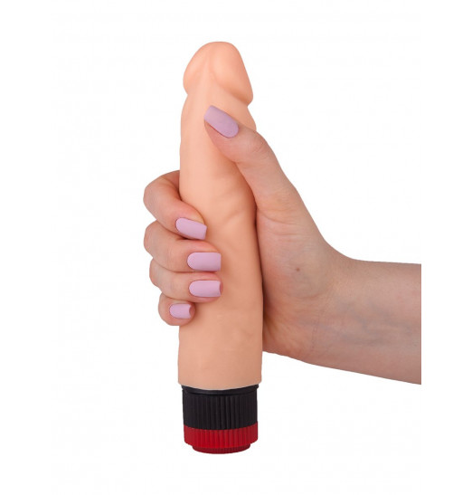 Телесный вибратор-реалистик со встроенным пультом управления - 16,5 см.