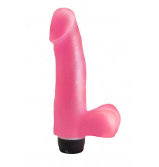 Нежно-розовый гелевый вибратор-фаллос - 15,5 см.