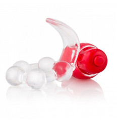 Виброкольцо с язычком и красным виброэлементом Overtime