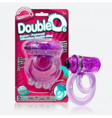 Фиолетовое двойное виброкольцо со стимулятором клитора Doubleo 6
