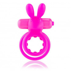 Розовое виброкольцо THE OHARE с подхватом мошонки