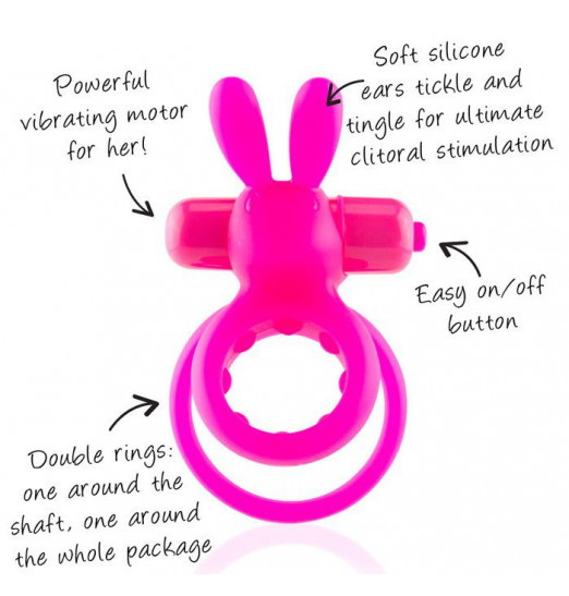 Розовое виброкольцо THE OHARE с подхватом мошонки