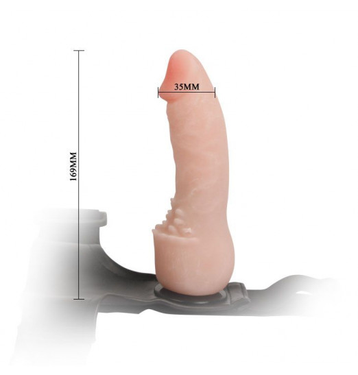 Гладкий страпон с шишечками у основания - 16,9 см.