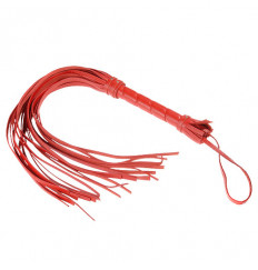 Гладкая красная плеть из кожи с жесткой рукоятью - 65 см. Гладкая красная плеть из кожи с жесткой рукоятью - 65 см.