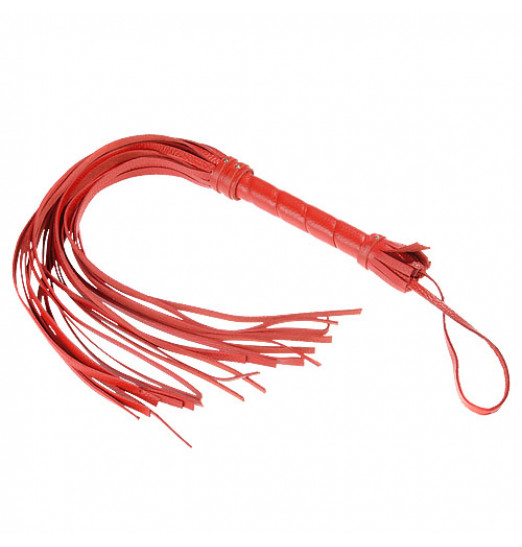 Гладкая красная плеть из кожи с жесткой рукоятью - 65 см. Гладкая красная плеть из кожи с жесткой рукоятью - 65 см.