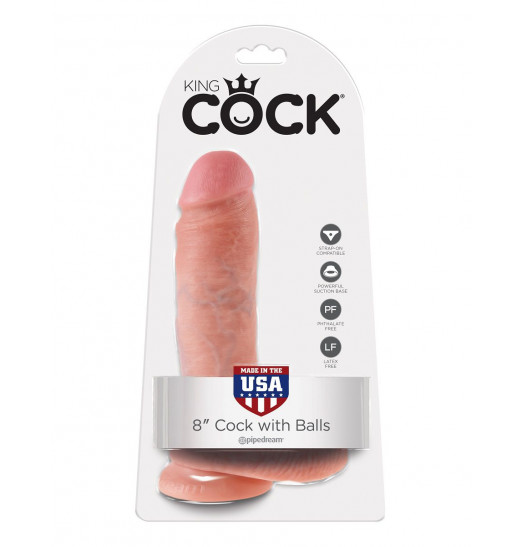Телесный фаллоимитатор 8  Cock with Balls - 21,3 см.