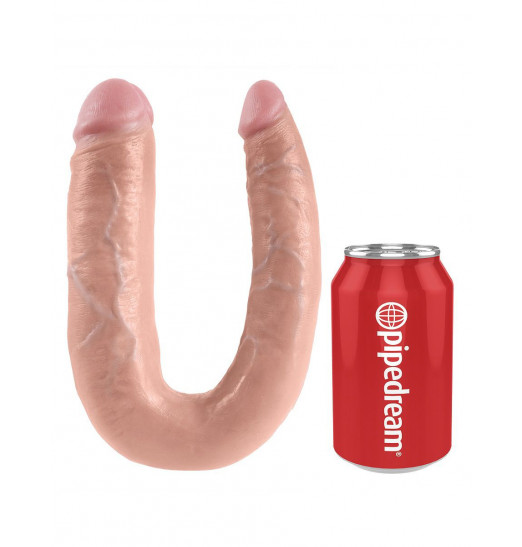 Телесный двусторонний фаллоимитатор U-Shaped Large Double Trouble - 44,4 см.