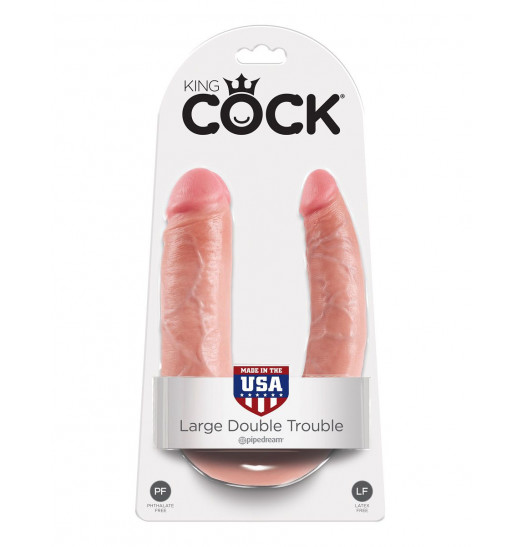 Телесный двусторонний фаллоимитатор U-Shaped Large Double Trouble - 44,4 см.