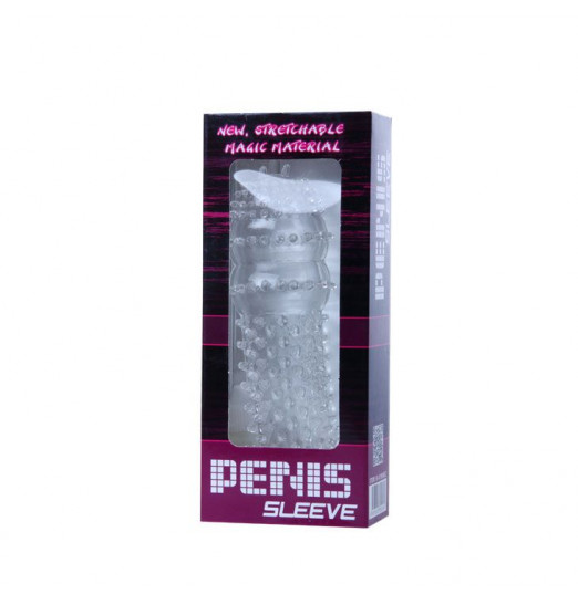 Прозрачная насадка на пенис с шипами и стимулятором клитора - 14,2 см. Прозрачная насадка на пенис с шипами и стимулятором клитора - 14,2 см.